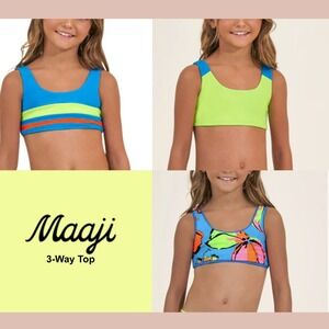 NWT Maaji [ Girls Sz 8 ] 3-Way Iceland Reversible Bikini TOP‎ ONLY #U1288